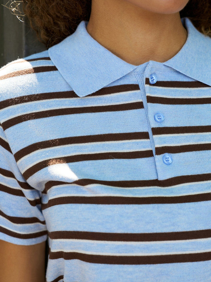 Neo Noir - Mulann Polo Knit Blouse 165966 - 145 - Light Blue Bluser 