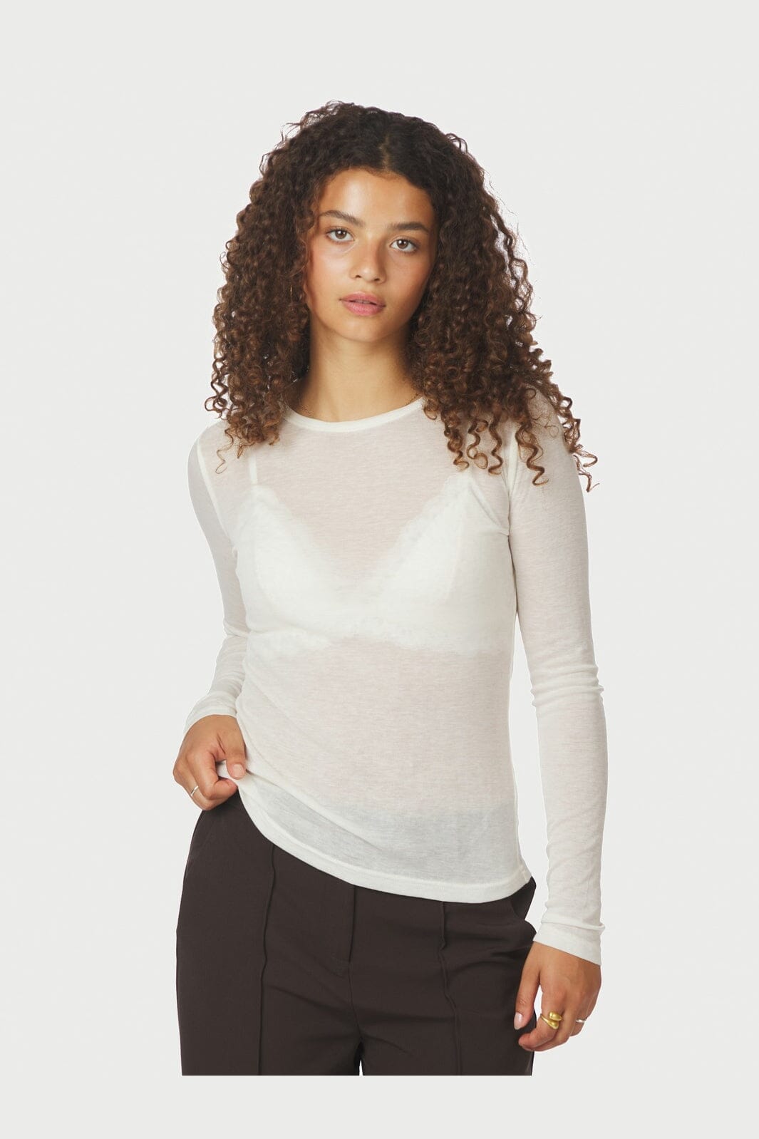 Neo Noir - Nella Fine Rib Blouse 167271 - 120 - White