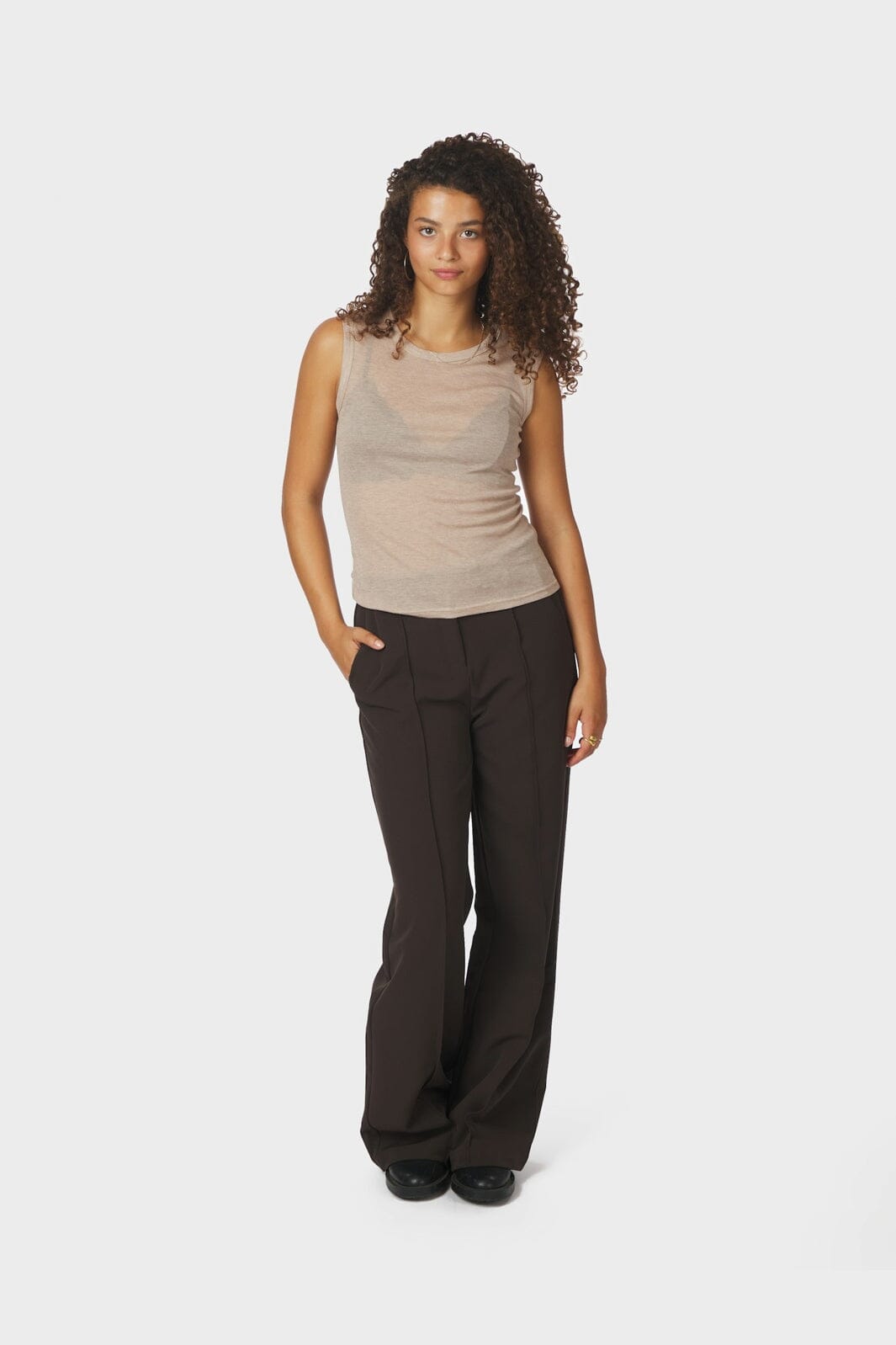Neo Noir - Nimbi Fine Rib Top 167270 - 976 - Beige Melange