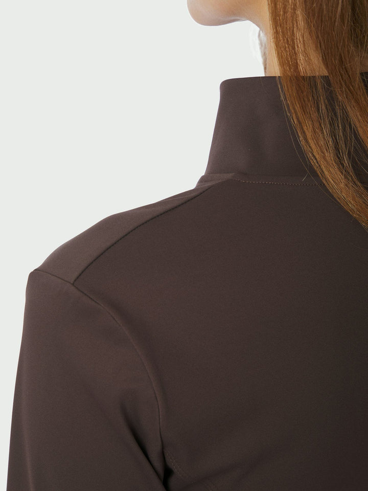 Neo Noir - Nolana Zip Blouse 167175 - 584 - Chocolate Brown Bluser 