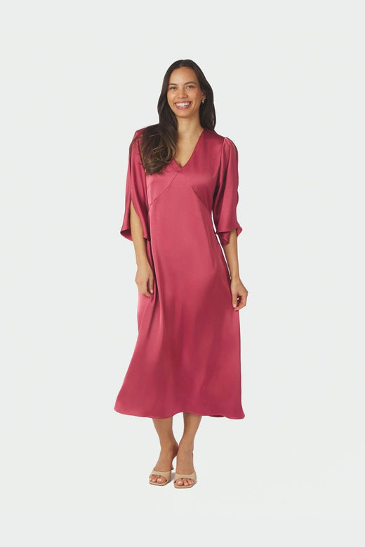Neo Noir - Remara Heavy Sateen Dress 168447 - 430 - Cherry Pink