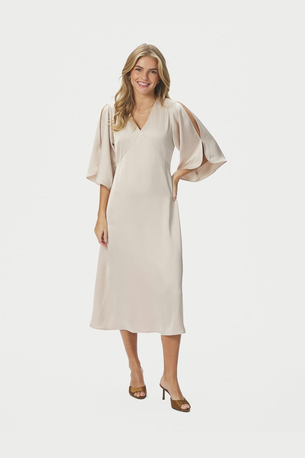 Neo Noir - Remara Heavy Sateen Dress 168447 - 720 - Champagne
