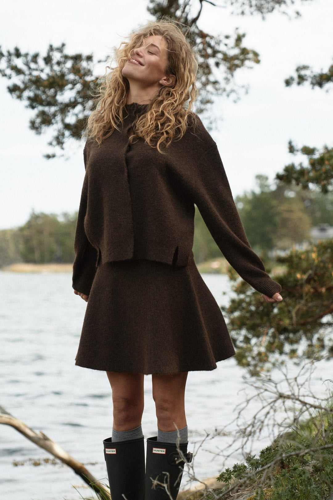 Neo Noir - Renata Fluffy Knit Skirt 168555 - 205 - Brown Melange Nederdele 