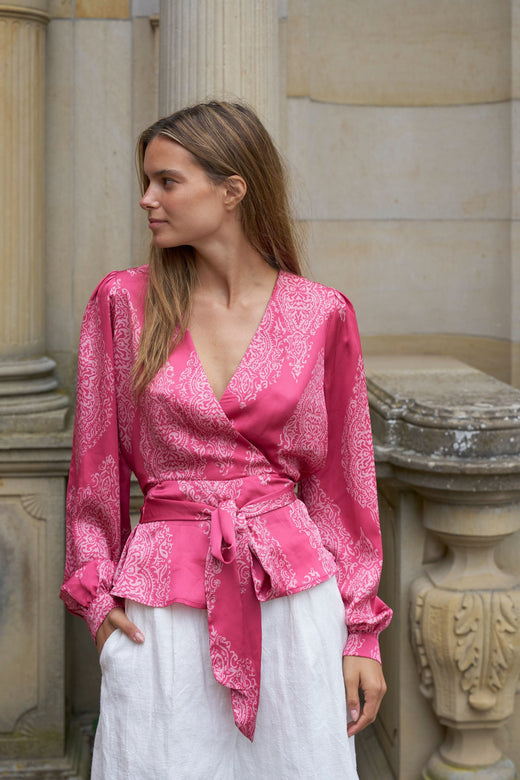 Neo Noir - Rista Paisley Drop Blouse 166208 - 430 - Cherry Pink Bluser 