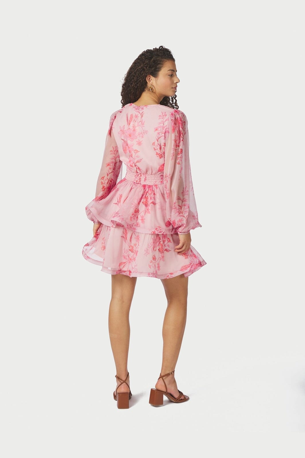 Neo Noir - Rivana Print Chiffon Dress 168848 - 170 - Pink