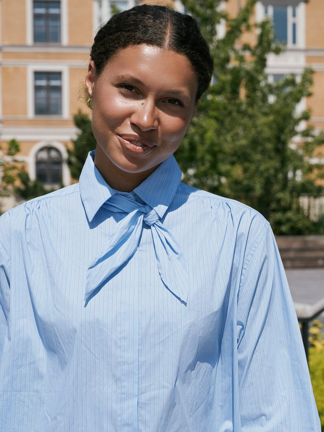Neo Noir - Rochelle Scarf Fine Stripe Shirt 170095 - 145 - Light Blue Tørklæder 