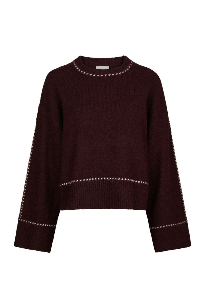 Neo Noir - Roeme Knit Stitch Blouse 164818 - 682 - Wine
