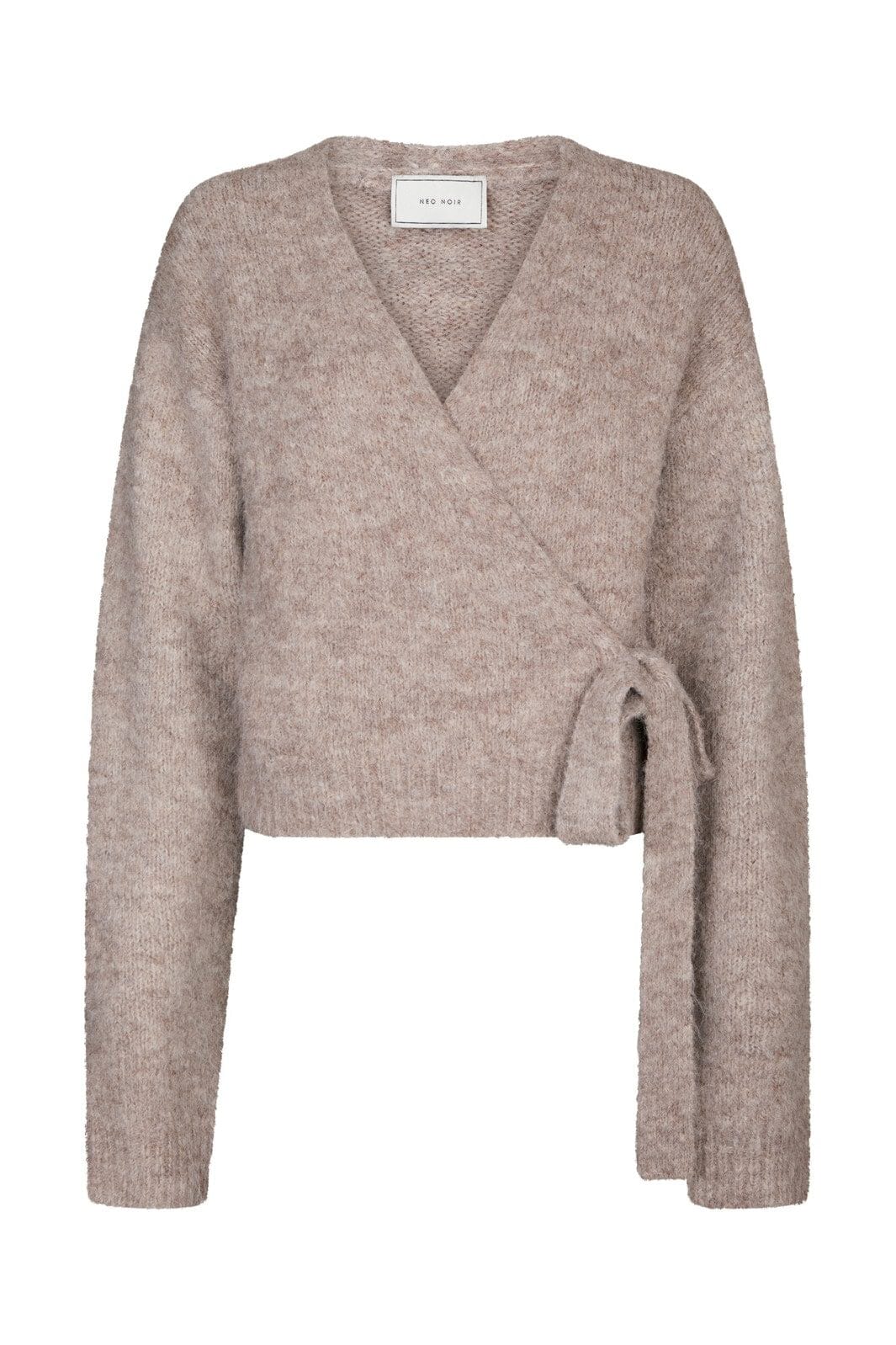 Neo Noir - Ronia Fluffy Wrap Knit Cardigan 166619 - 976 - Beige Melange