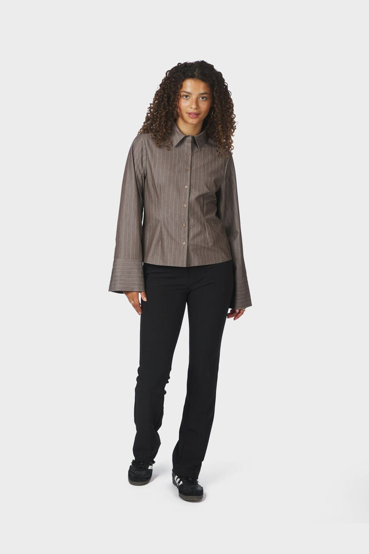 Neo Noir - Rosa Pinstripe Melange Shirt 167016 - 306 - Dusty Brown