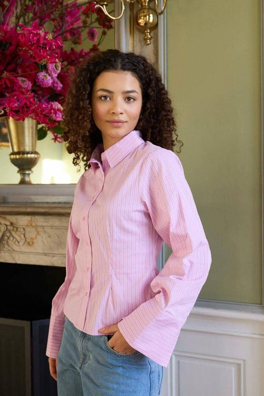 Neo Noir - Rosa Shadow Stripe Shirt 166611 - 754 - Light Pink Skjorter 