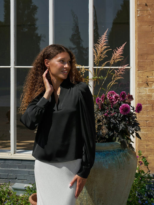 Neo Noir - Rosslyn Heavy Sateen Blouse 163769 - 100 - Black Bluser 