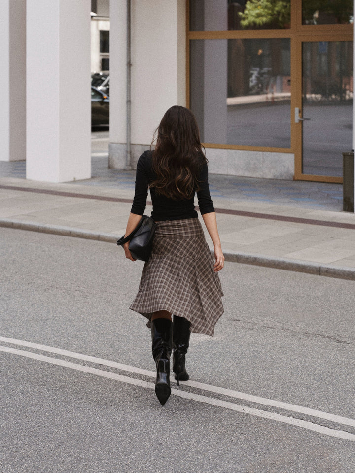 Neo Noir - Sabella Check Skirt 169596 - 980 - Brown Check Nederdele 
