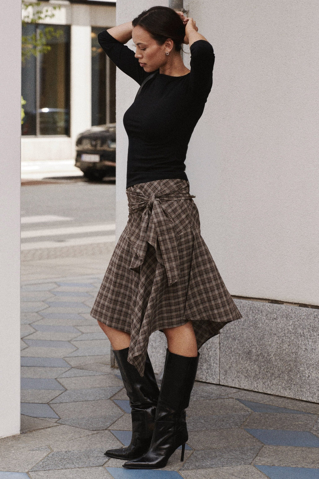 Neo Noir - Sabella Check Skirt 169596 - 980 - Brown Check Nederdele 