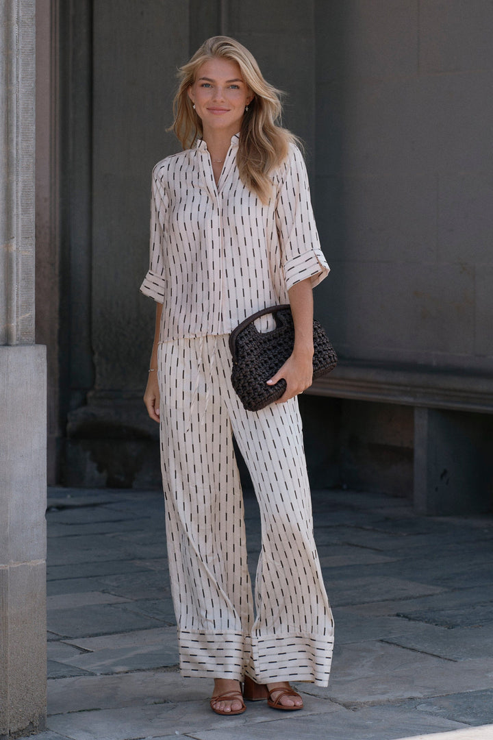 Neo Noir - Sora Print Pants 169279 - 122 - Creme Bukser 
