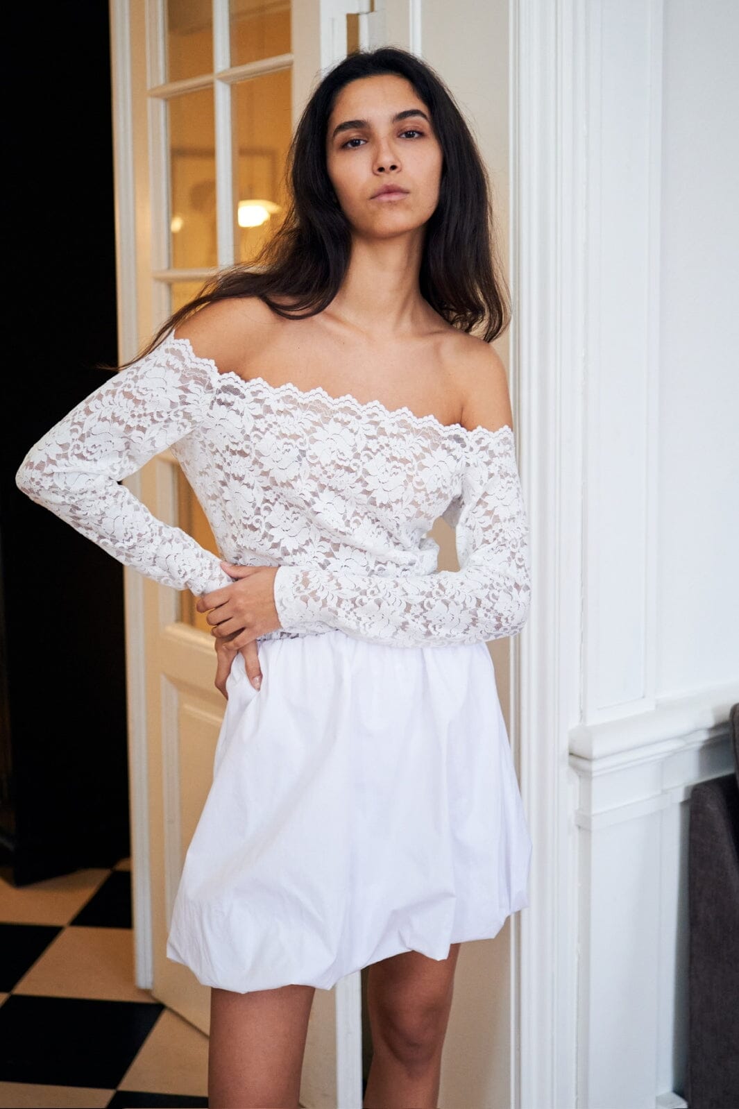 Neo Noir - Stela Short Balloon Skirt 163696 - 120 - White Nederdele 