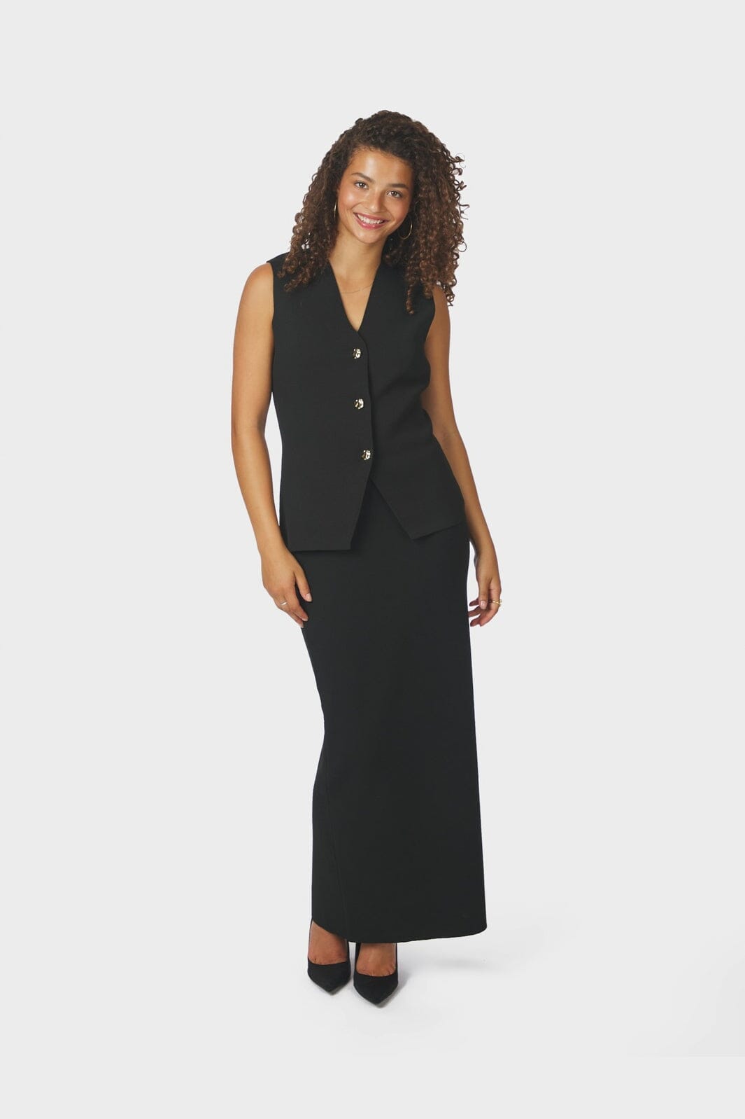 Neo Noir - Sway Smooth Knit Waistcoat 164704 - 100 - Black