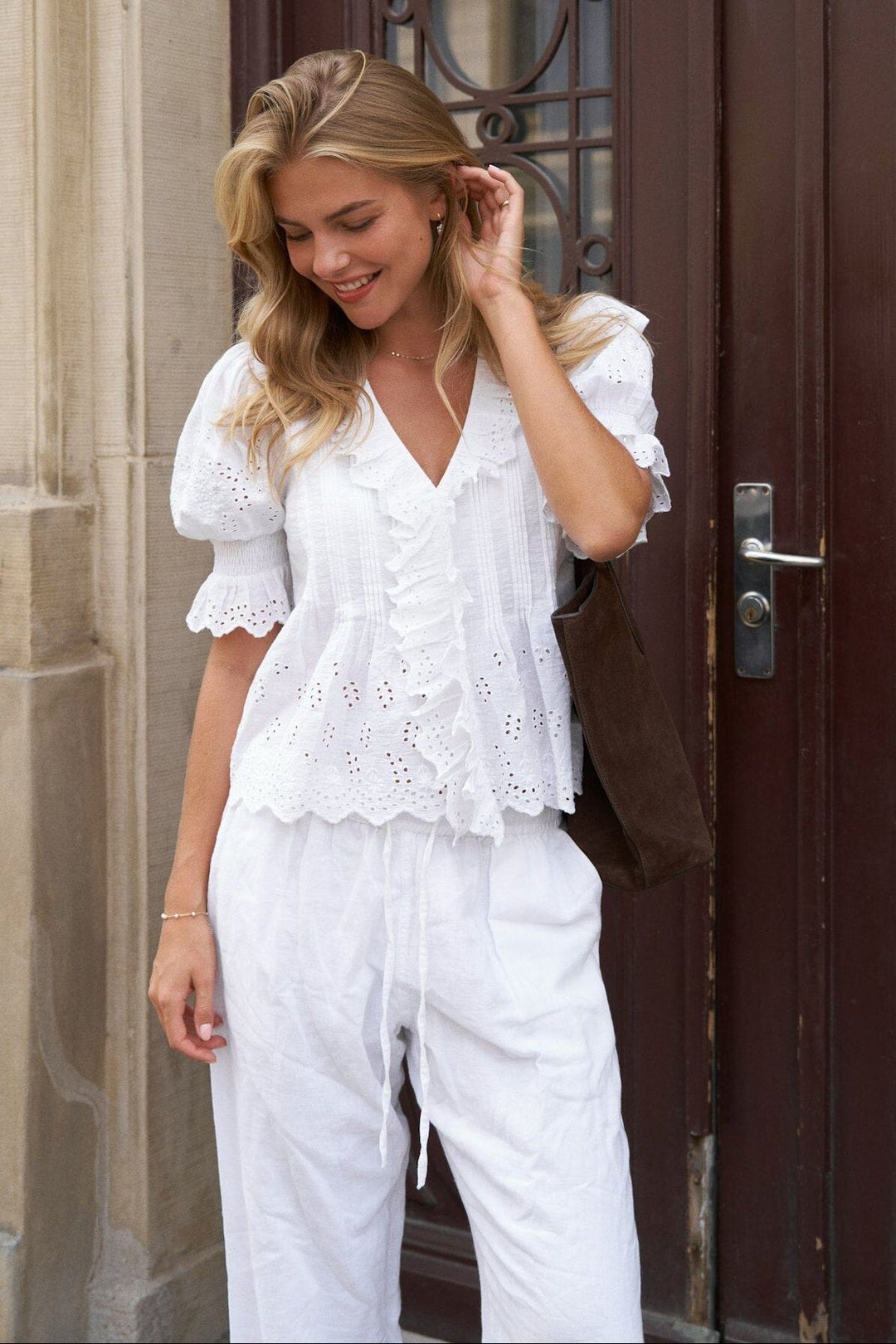 Neo Noir - Talise Emb Blouse 168711 - 120 - White Bluser 