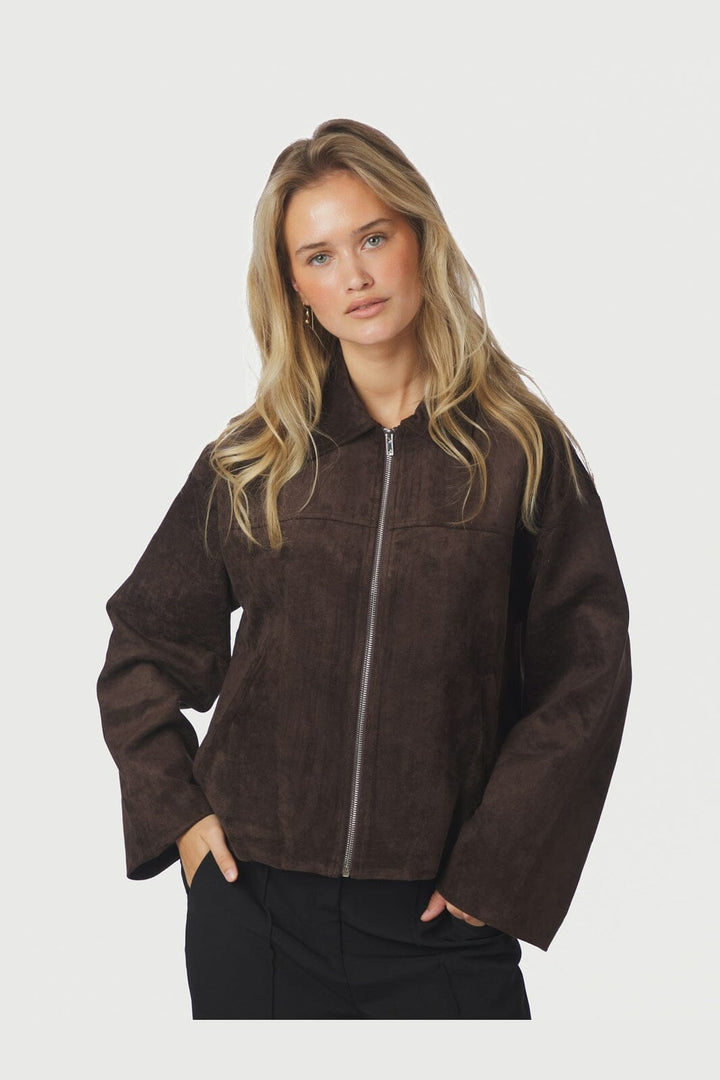 Neo Noir - Titan Faux Suede Leather Jacket 170718 - 676 - Dark Brown