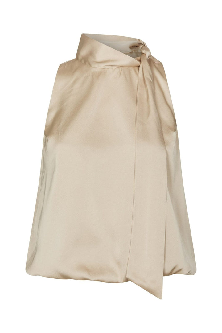 Neo Noir - Veda Drapy Satin Top 166605 - 125 - Dark Sand