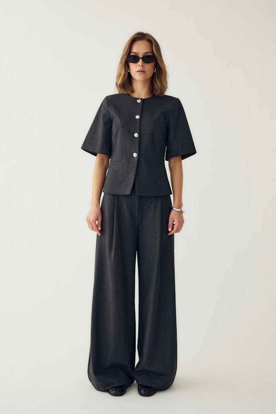 Noella - N-Kazia Pants 16150001 - 1487 - Grey Herringbone Bukser 