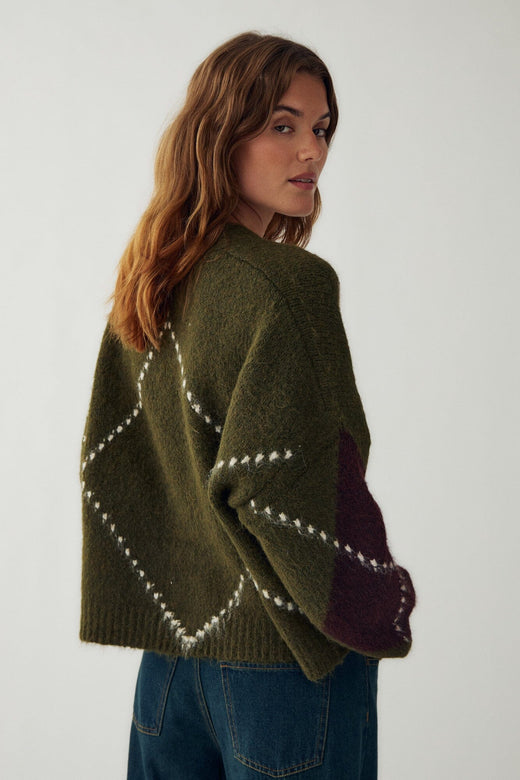 Noella - N-Laiana Knit Cardigan 14670002 - 1512 - Avocado Green Mix Cardigans 
