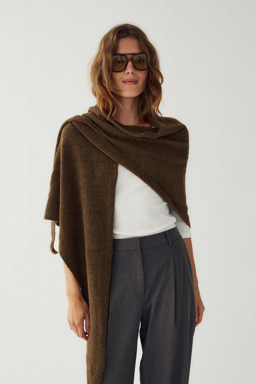 Noella - N-Loena Knit Scarf 13940001 - 1517 - Military Green Melange Tørklæder 