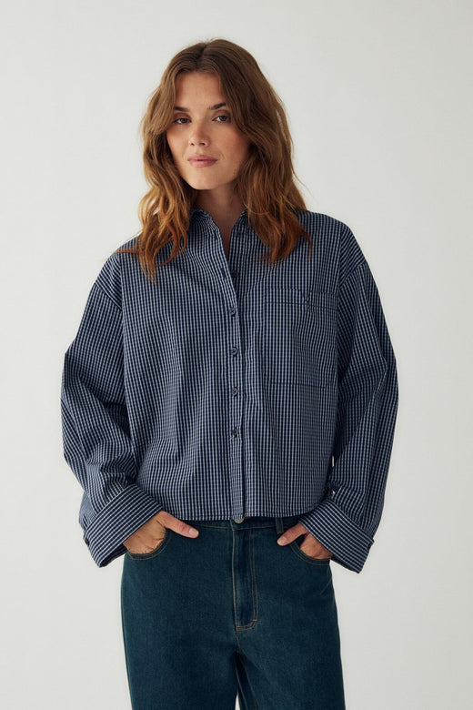 Noella - N-Marlon C Shirt 15590002 - 484 - Davy Navy Check Skjorter 