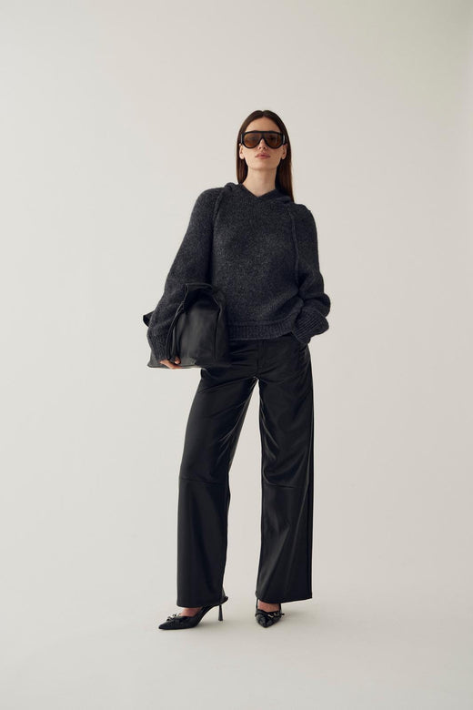 Noella - N-Meeko Knit 16700001 - 019 - Dark Grey Melange Strikbluser 