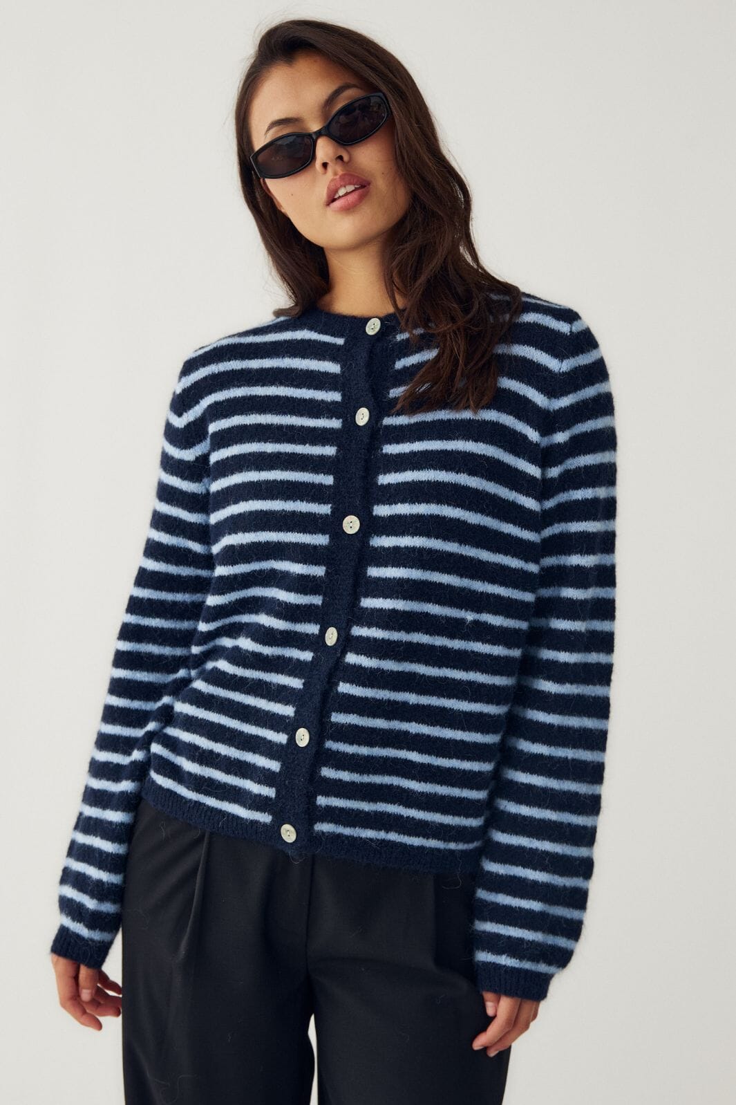 Noella - N-Mertice Knit Cardigan 16570002 - 117 - Blue Stripe Cardigans 