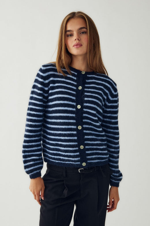 Noella - N-Mertice Knit Cardigan 16570002 - 117 - Blue Stripe Cardigans 