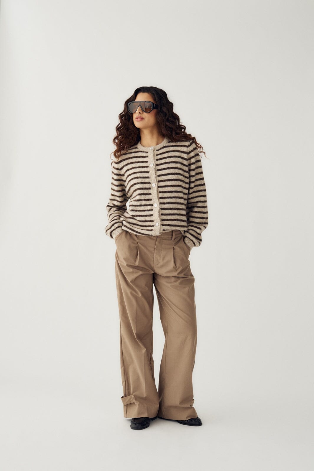 Noella - N-Mertice Knit Cardigan 16570002 - 1516 - Brown Sand Stripe