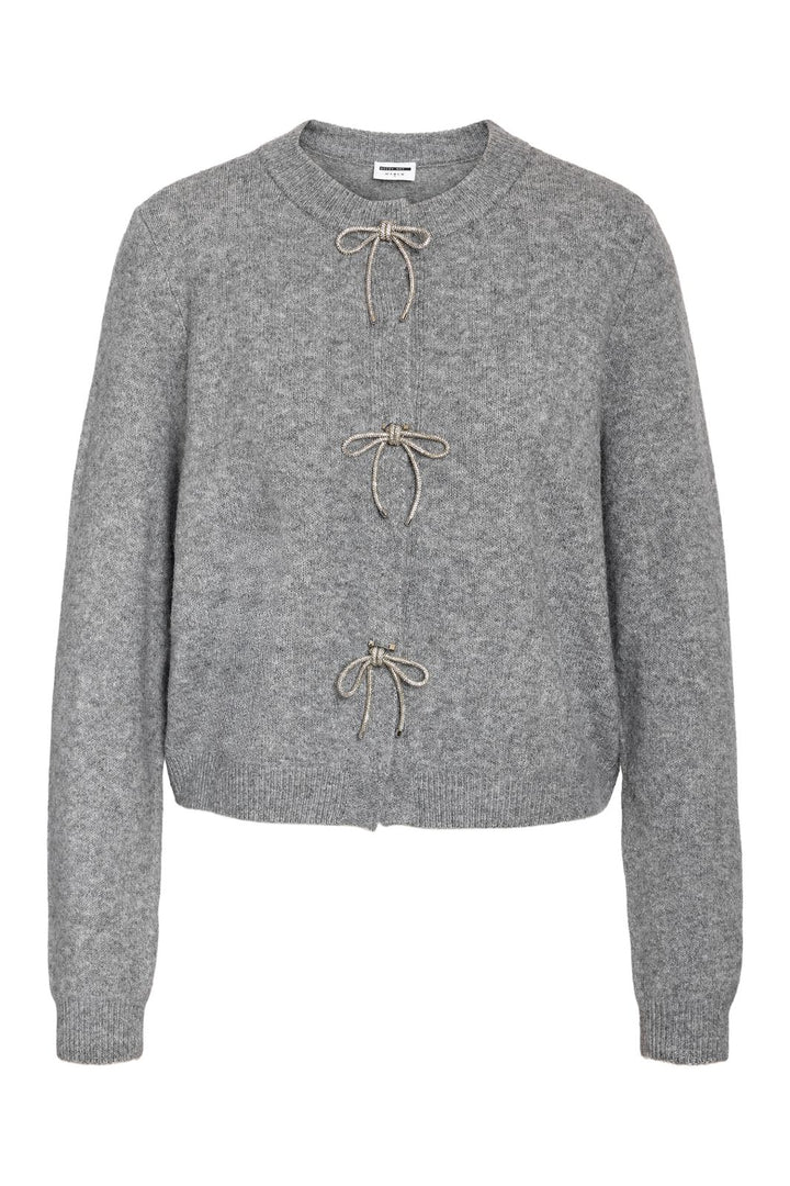 Noisy May - Nmbrayana L/S Bow Trim Knit Cardigan - 4903272 Ultimate Grey Sequin Bow