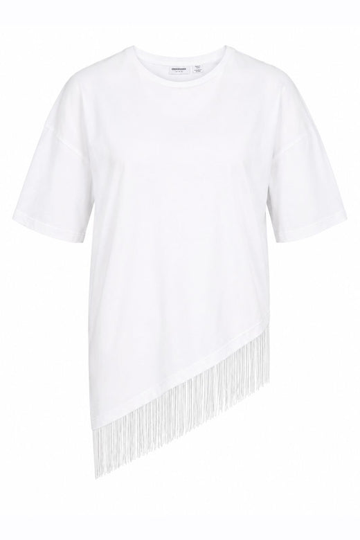 Noisy May - Nmeasy S/S Assymetric Fringe Top - 5253261 Snow White