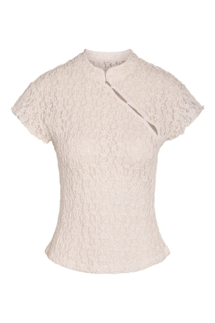 Noisy May - Nmesmee Capsleeve Lace Top - 5231083 Snow White Toppe 