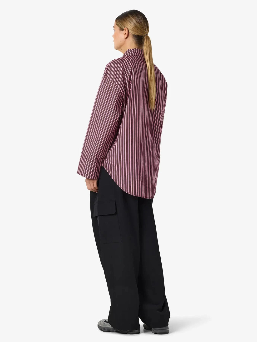 Noisy May - Nmfrida L/S Button Shirt Box - 5089197 Windsor Wine Begonia Pink/White Skjorter 