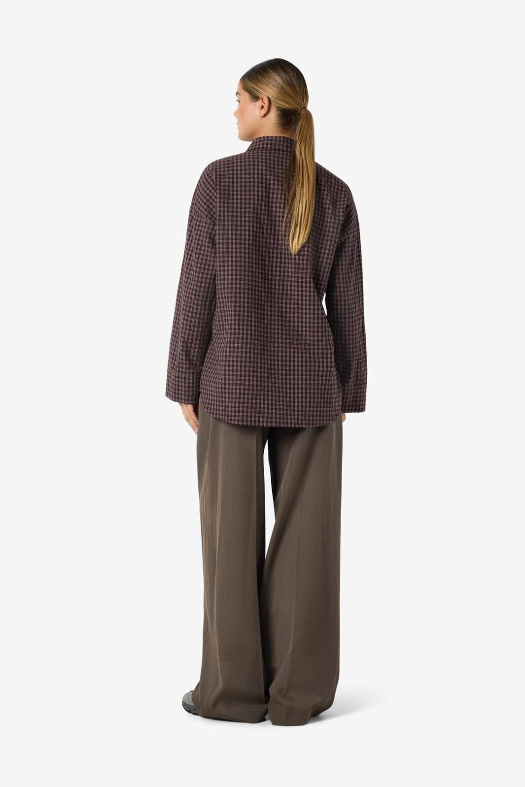 Noisy May - Nmhailey Zoe L/S Check Shirt - 5117232 Chocolate Brown Birch