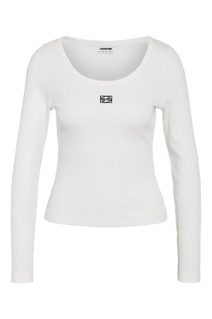 Noisy May - Nmjudy L/S Embr Top - 4863106 Cloud Dancer Black Embr