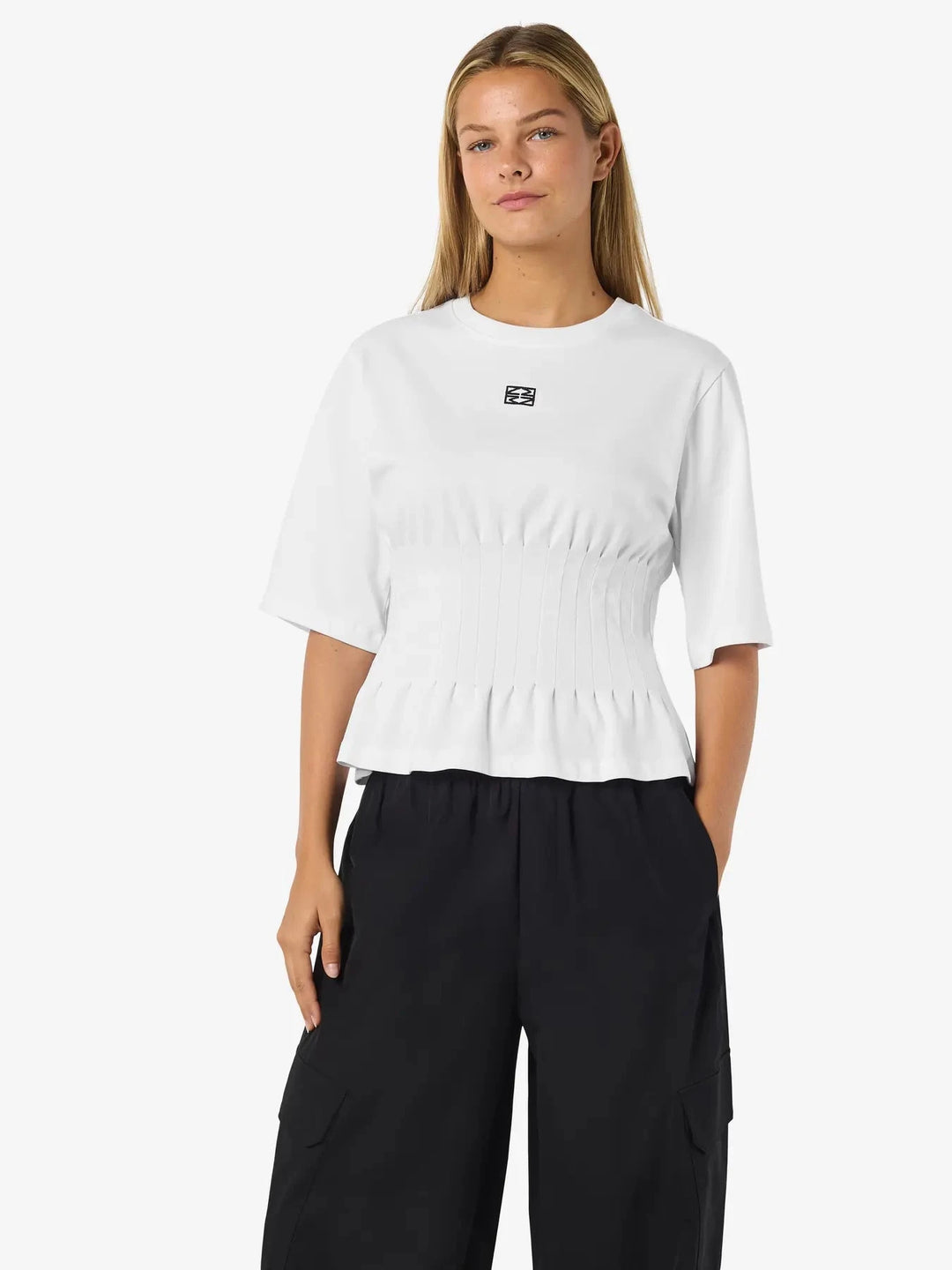 Noisy May - Nmkieran 2/4 Fitted Logo T-Shirt Fwd - 4954047 Bright White Nm Logo T-shirts 