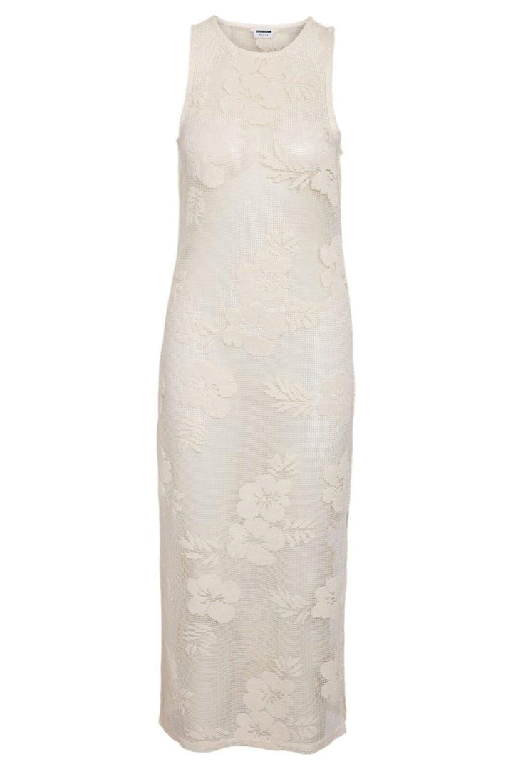 Noisy May - Nmklea S/L Long Flower Lace Slit Dress - 4821924 Birch Kjoler 