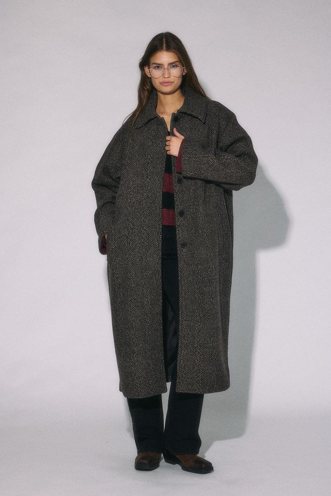 Noisy May - Nmmaddie L/S Coat - 5075801 Chocolate Brown