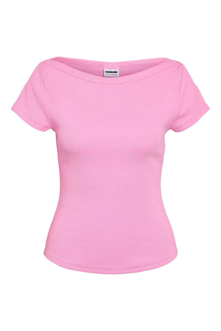 Noisy May - Nmmaya S/S Boatneck Top - 4915908 Begonia Pink