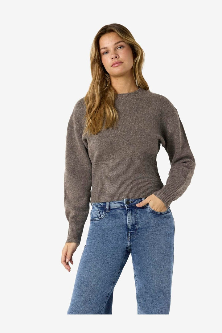 Noisy May - Nmsloan L/S O-Neck Knit - 5026362 Morel