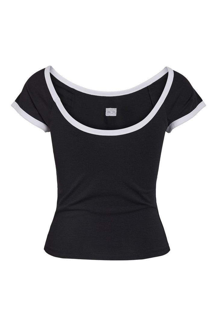 Noisy May - Nmtwin S/S O-Neck Contrast Tee Fwd - 4980977 Black White Contrast