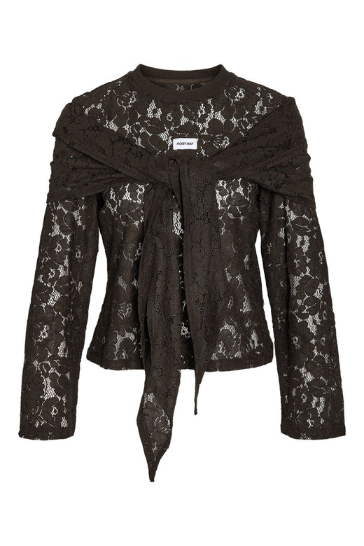 Noisy May - Nmvenna L/S Scarf Lace Top - 5264271 Demitasse