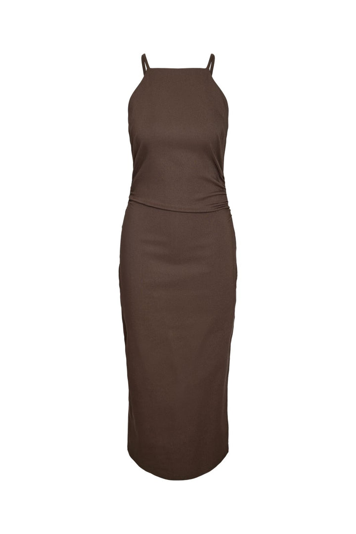 Noisy May - Nmwayne Mia S/L Long Dress - 4980193 Chocolate Brown