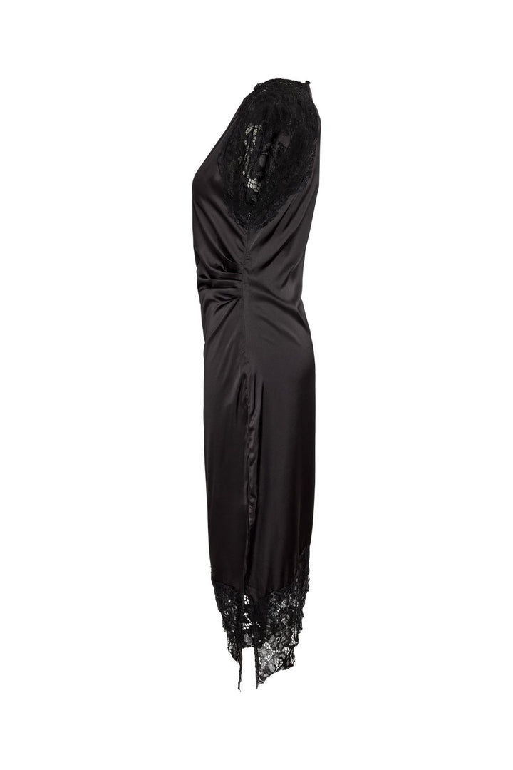 Noisy May - Nmwren S/S Satin Lace Long Dress - 5109587 Black
