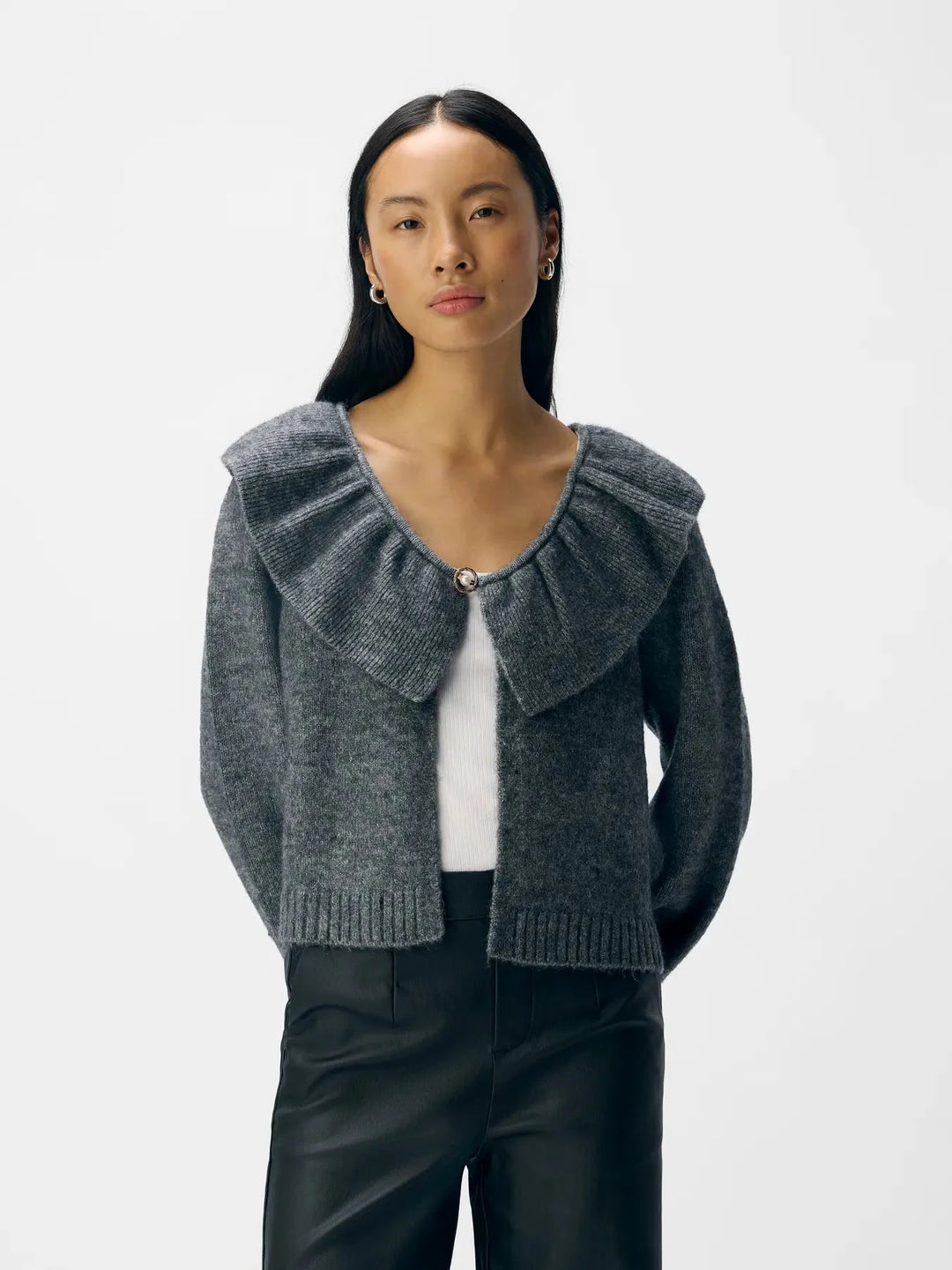 Object - Objdenisi L/S Lo Knit Cardigan - 4826634 Medium Grey Melange Cardigans 