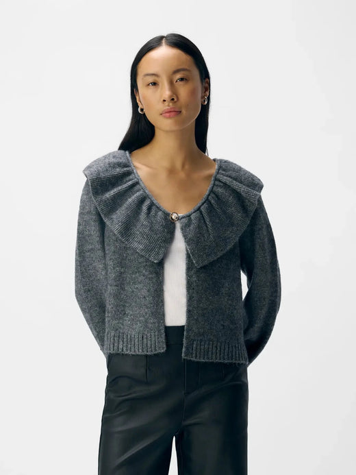 Object - Objdenisi L/S Lo Knit Cardigan - 4826634 Medium Grey Melange Cardigans 