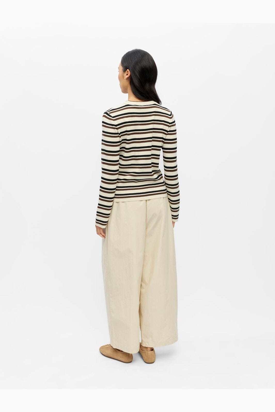 Object - Objester L/S Re Knit Pullover - 5162426 Birch Black + Carafe