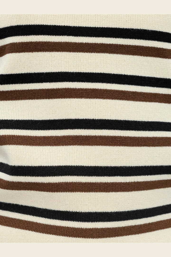 Object - Objester L/S Re Knit Pullover - 5162426 Birch Black + Carafe